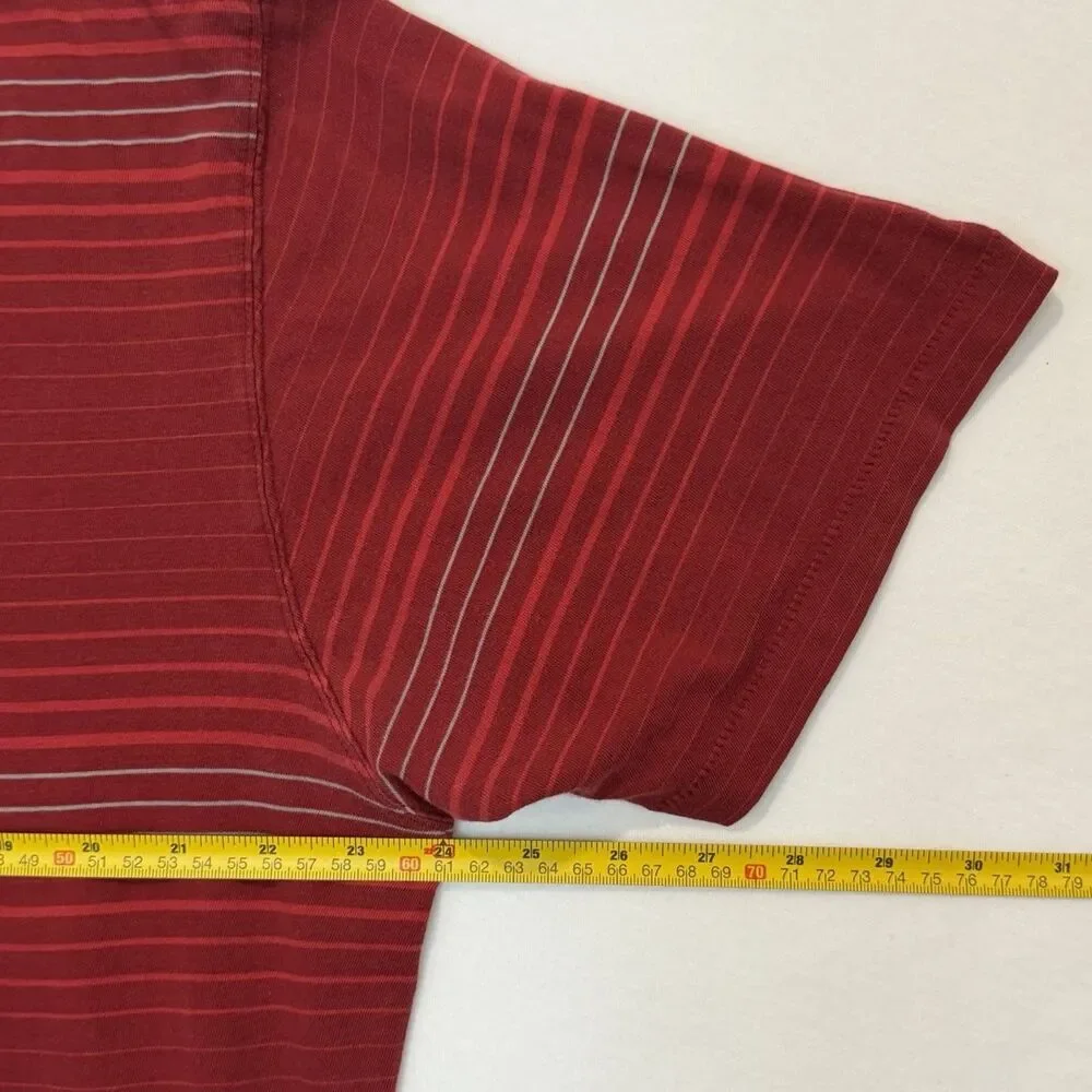 Nike Red Striped Golf Polo Men’s Size 2XL Single Stitch Short Sleeve 100% Cotton